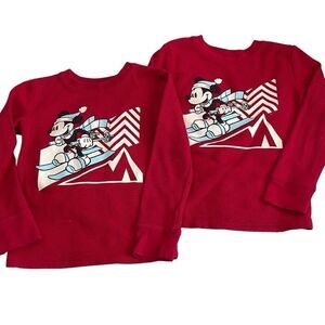 EUC 2 Disney Micky Mouse Long Sleeve Red Thermal Top - Size 5T